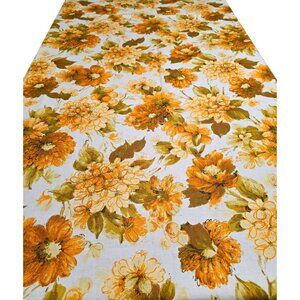 1970s Floral Fabric MCM Flowers Mod Orange Green VAT Upholstery 3 yards 54" VTG